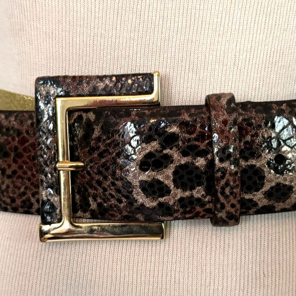 🆕 [Sandy G Duftler] Brown and Gold Snakeskin Print Belt Sz: XS